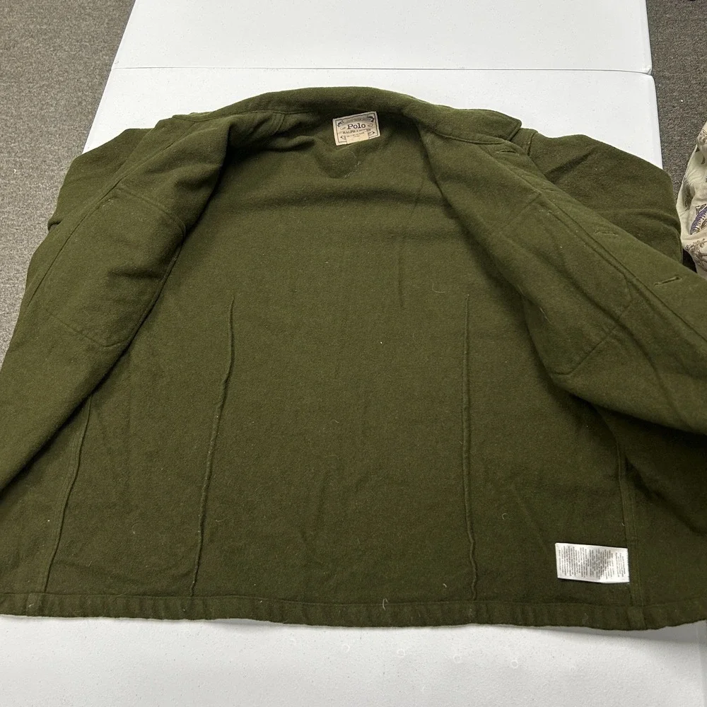 Polo Ralph Lauren Wool Shirt Jacket Mens Olive Green Good Heavyweight Utility